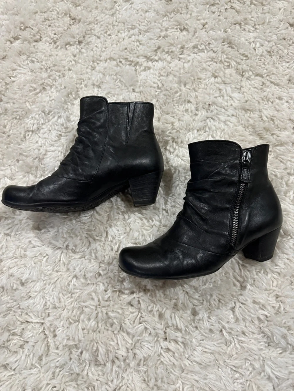 Gabor Black Leather Mid-Calf Heeled Boot with Side Zip Sz 37 - Picture 5 of 17